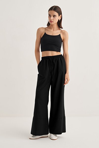 EBU Prive Women's Poplin Shirt Pants Suit Black