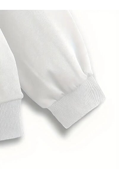 Touz Moda Готичний принт, великий розмір, білий унісекс кардиган з капюшоном і застібкою-блискавкою