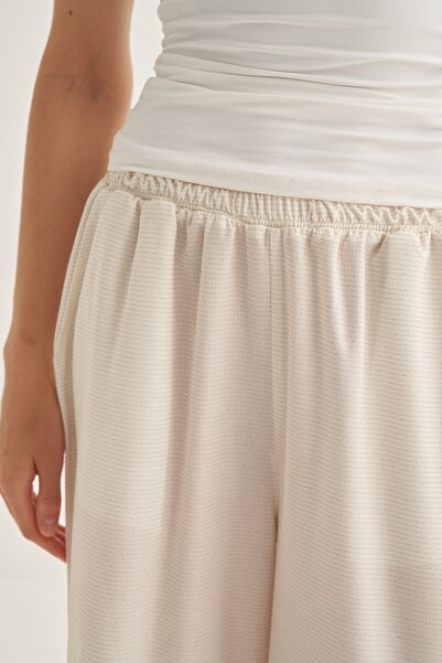 EBU Prive Women's Shirt Pants Set Gold Striped