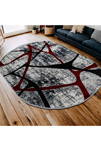 AGORA TEXTİL Covor Victoria 200x300 cm oval -0792 gri/rosu