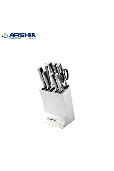 Arshia 🔪 Arshia German Knife Set, 10 Pieces with Stainless Steel Holder - Sharp Steel + 2-Year Warranty + Gift