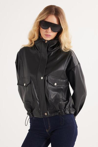 Tudors Women's Regular Fit Classic Cut Zipper Snap Closure Black Jacket
