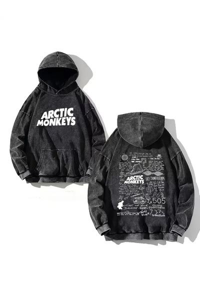 Touz Moda Πλυμένο Artic Monkey Hooded Sweatshirt Hoodie