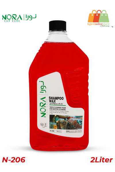 Nora Car Care Shampoo Wax N-206 Red 2 Liter - Thick Foam Car Wash with Shine and UV Protection