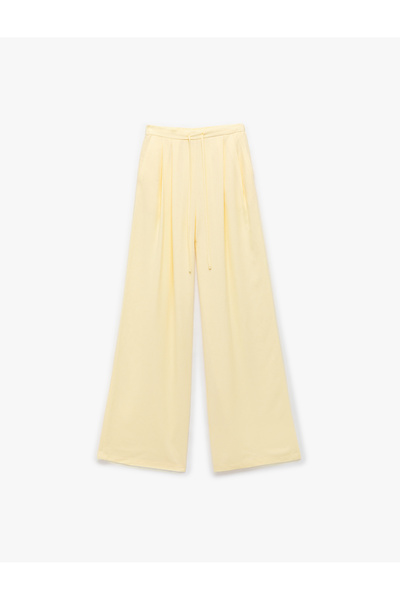 Koton Παντελόνι με ίσιο φαρδύ πόδι από λινό μείγμα με λεπτομέρεια που δένει τ...