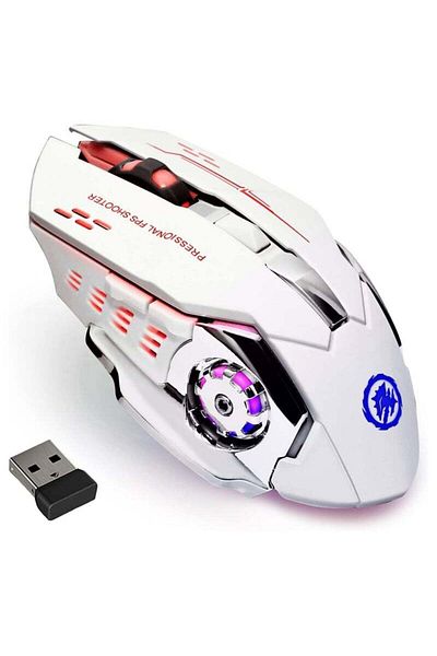 fulina Wireless Bluetooth Gaming Mouse RGB Rechargeable 2.4G USB with 7 Color Backlit,6 Buttons,for Laptop