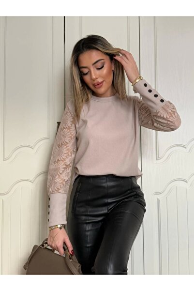 MetuCA Bluză de damă cu mânecă lungă și decolteu cu mâneci cu vafe florale