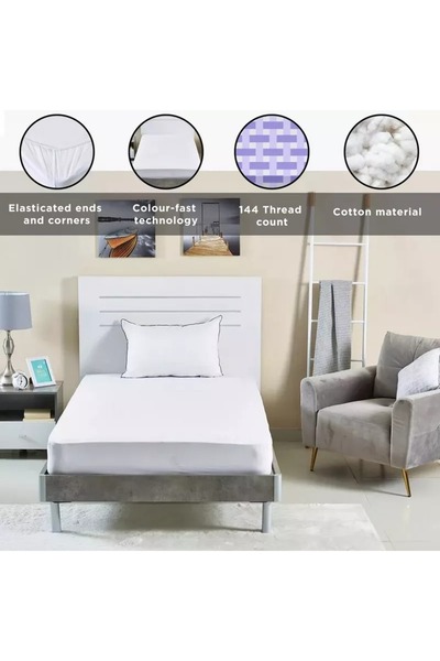 Home Box Ballina Solid Cotton Twin Fitted Sheet - 120x200+33 cm