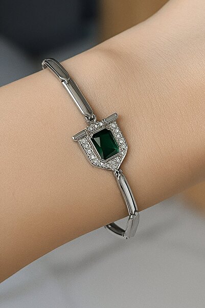 TAKIŞTIR Silver Color Stone Detailed Vip Ysx Bracelet