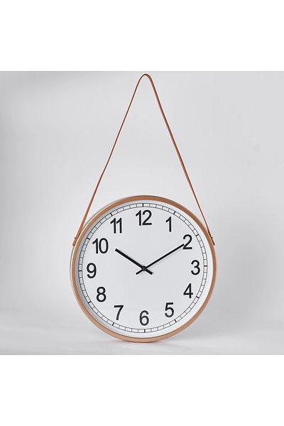 Home Box Saratoga Wall Clock with Leather