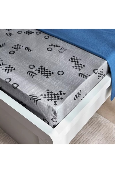Home Box Tom Gearhead Cars Single Microfibre Fitted Sheet - 90x200+25 cm