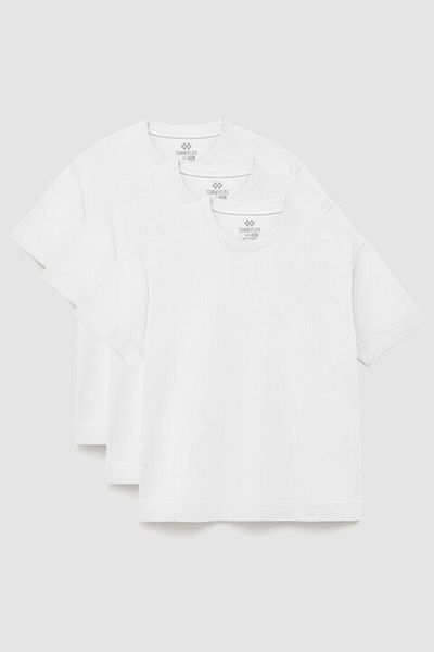 TOMMY LIFE Basic O Neck Large Size 3 Pack White Men's T-Shirt 88072