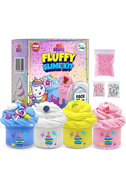 Generic 400ML Butter Slime Kit Kids 4 Pack Scented Glossy Cloud Slime Non-Sticky Soft Toy