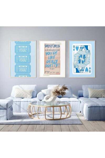 Emoda home Trove مجموعة من 3 ملصقات جدارية من القماش بتصميم ضيف أنيق بدون إطا...