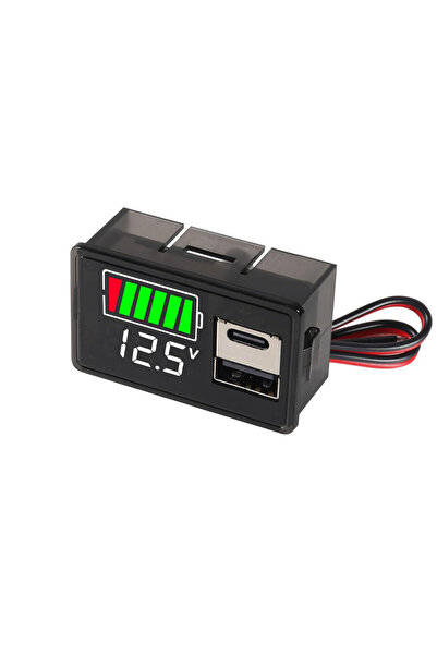 Motorobit 12V Akü Kapasite Göstergesi USB+Type-C - Beyaz