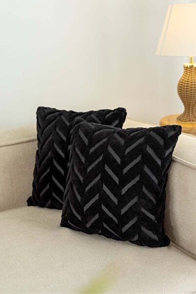 Fushia 2Pcs Welsoft Punch Pattern Decorative Gift Special Design Throw Pillow Cover Pillow Case