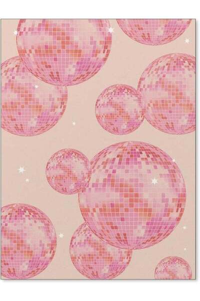 Emoda home Trove ملصق كرة ديسكو وردية أنيقة للفتيات (30 × 40 سم) - لوحة فنية ...