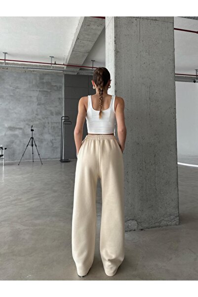 OYKUWEAR OW Baggy Oversize Bej Eşofman Altı