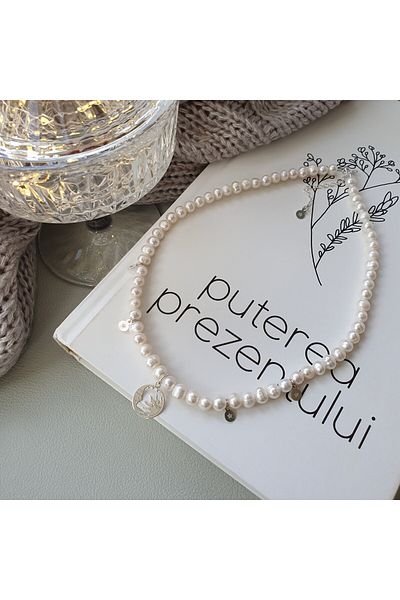 Abundo "Galaxy" necklace made of cultured pearls and 925 silver, 40 cm