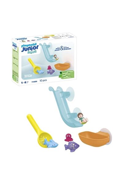 Playmobil Set jucarie de baie, Junior, tobogan de apa si animale marine, 18 luni+