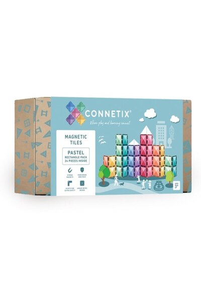Connetix Magnetic Construction Set, Connetix, Pastel Rectangle Pack 24 Pieces