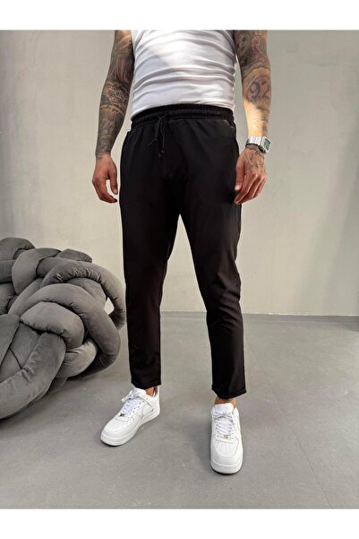 KağanKY Μαύρο Jogger με διπλό πόδι Slimfit