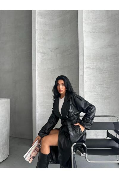 FERZOLAİO Pro Black Leather Trench Coat