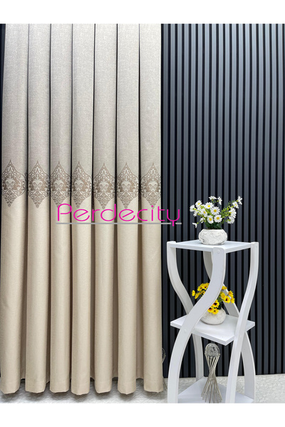 PERDECITY Zeus Cream Mink Mid Ottoman Pattern Board Backdrop Curtain 1X3 Frequently Pile [Single Wing]