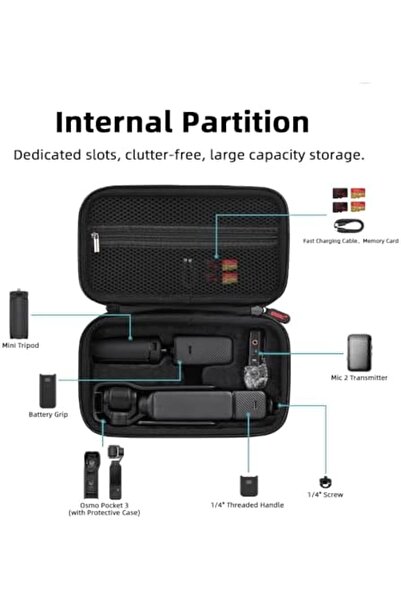 Generic CENXI Hard Case for Pocket 3, Portable Nylon Protect Bag, MicroSD Card Cases for DJI OSMO Pocket 3 C