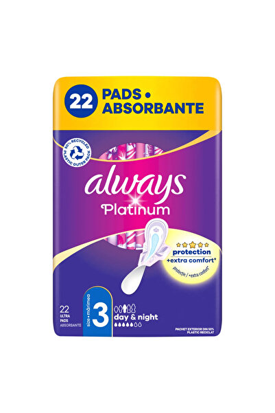 Always Platinum Night Sanitary Pads, Size 3, 22 pcs