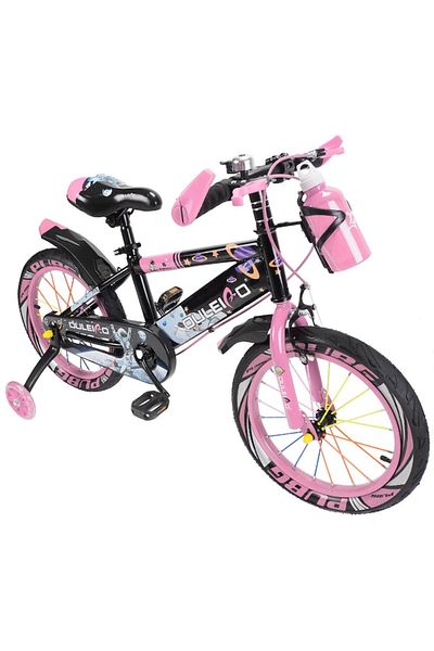 JHT Children's Bicycle 7-10 years with training wheels and water bottle holder JHT, 18 inch, pink