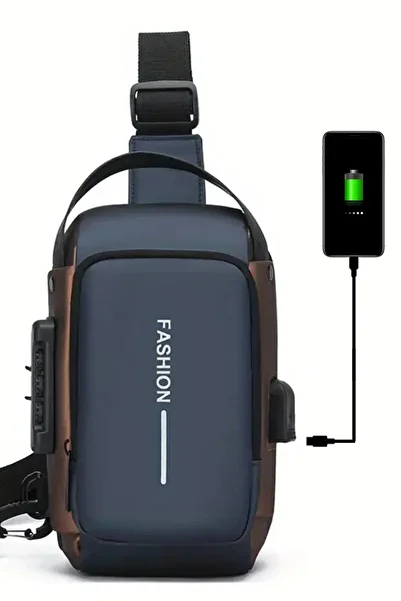 Bicchoo Anti theft Crossbody Sling Bag,Shoulder Backpack Chest Daypack with USB Charging Port For Men