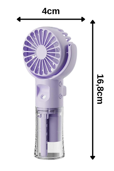 Techmaster Taşınabililir Su Hazneli Mini Usb Şarjlı 3 Kademeli Askılı El Vantilatör Fan Soğutucu F4