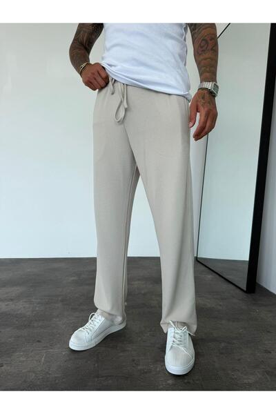 KağanKY Beige Ribbed Baggy Trousers