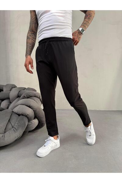 KağanKY Μαύρο Jogger με διπλό πόδι Slimfit