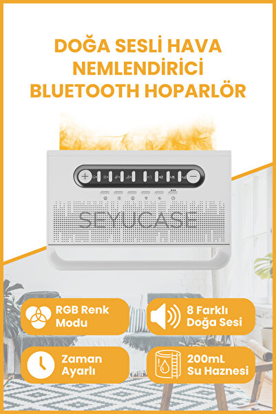 SEYUCASE 8 Farklı Doğa Sesli Hava Nemlendirici Bluetooth Hoparlör Difüzörlü Aromaterapi RGB Gece Lambası