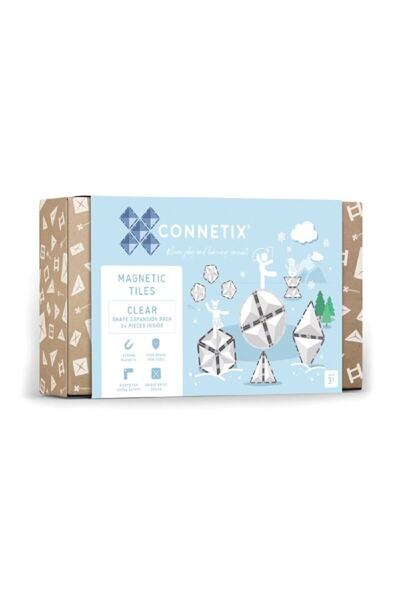 Connetix Magnetic Construction Set, Clear Shape Expansion Pack, Tiles, 24 Pieces, 3 Years+