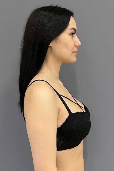 WİYONA Жіночий чорний бюстгальтер з кісточками