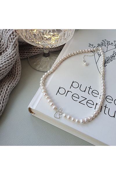 Abundo "Angel" necklace made of cultured pearls and 925 silver, 40 cm