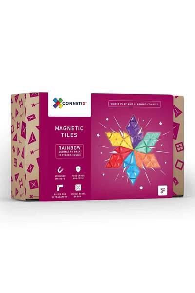 Connetix Magnetic Construction Set, 30 Geometric Shapes, Magnetic Tiles