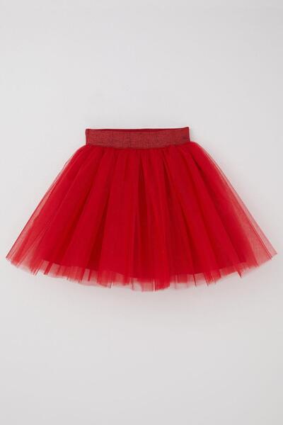 Breeze Girl's Tutu Skirt Glittery Elastic Waist 5-10 Years, Red
