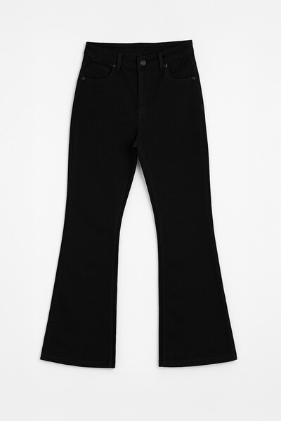 Bluewhite Women's High Waist Spanish Leg Stretchy Flare Black Jean Pants