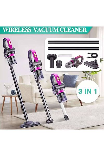 FOXMAG24 Aspirator vertical fără fir, 120W, 2 viteze, autonomie 30-45min, accesorii, negru/violet