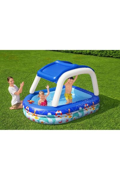 BESTWAY Bestway inflatable children's pool, UV sunshade, removable, boat shape, built-in steering wheel...