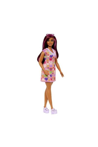 Barbie Papusa Fashionistas Pink-Streaked Hair And Heart Dress, 30 cm