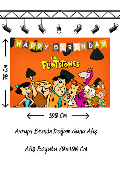 snowparty Taş Devri Çakıl Bambam Çakmaktaş Temalı Doğum Günü Afişi