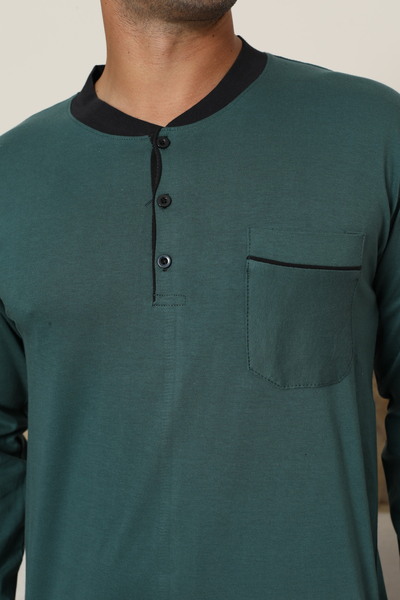 FORMO Men's 100% Organic Natural Cotton High Quality Button down Long Sleeve Pajama Set