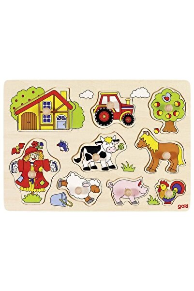 Goki Puzzle din lemn cu manere - Ferma