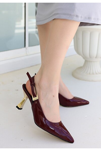 FTT SHOPPING MARKET Zalin Burgundy Patent Leather High Heeled Shoes