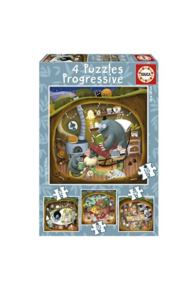 EDUCA Puzzle progresiv, Educa, Povesti din padure 4 in 1, 12/16/20/25 piese